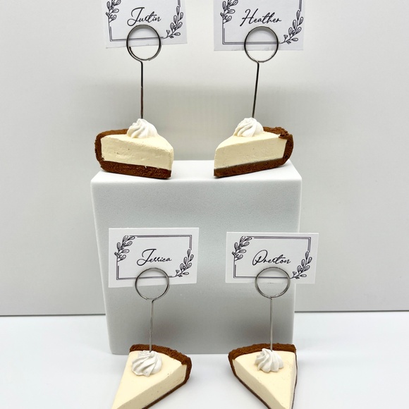 Cheesecake Place Card Holders – Handmade Mini Slice with Whipped Cream Dollop - Picture 7 of 11